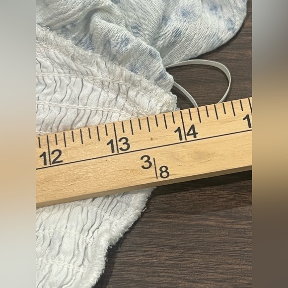 Abercrombie and Fitch Dress Womens XS Blue White Floral Smocked Boho Prairie - Picture 14 of 16